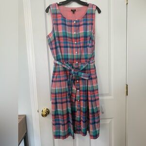 Talbots Multicolor Plaid Midi Dress 14 Petite